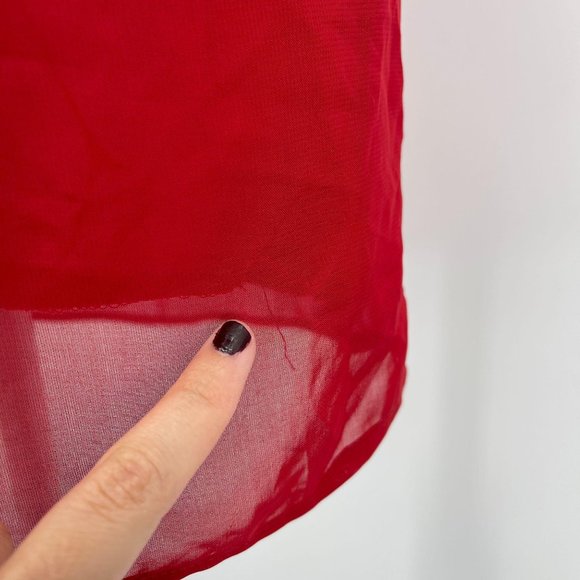 SOLD Lulu’s Red One Shoulder Chiffon Party Mini Dress - Picture 5 of 8